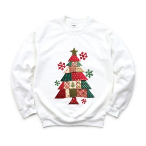 Christmas Tree Patchwork Print - Women's Graphic Sweatshirt - 1 of 4