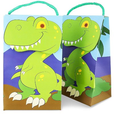 Juvale 15-Pack T-Rex Dinosaur Party Favor Bags for Dino Theme Birthdays, 9 X 5 X 3.5 inches