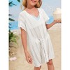 Girls Crochet Beach Cover Up Lightweight U Neck Kids Swimwear Above Knee Beach Cover Up for Girls Beachwear Tops - 3 of 4