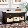 Whisen Rustic Storage Bench with 3 Drawers and 3 Rattan Baskets - image 2 of 4