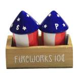 Tabletop Fireworks Salt & Pepper W/Crate  -  Salt & Pepper Set With Crate 3.5 Inches -  Patriotic Americana  -  A5106  -  Dolomite  -  Multicolored
