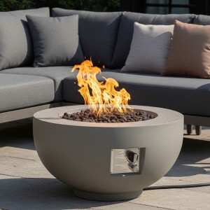 Clihome Outdoor Round Propane Fire Pit Table 28-inch,40,000 BTU Fire Pit with Electronic Ignition & Cover, for Patio & Balcony - 1 of 4