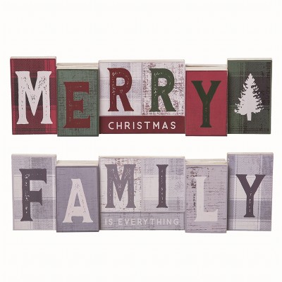 Transpac Wood Multicolor Christmas Changing Seasons Reversible Family and Christmas Sign