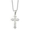 Chisel Stainless Steel Polished and Satin Hammered with Cubic Zirconia Cross Pendant on a 22" Ball Chain Necklace - 2 of 4