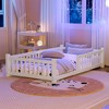 Vynxaria Twin House Bed with Fence and Roof, Low House Tent Bed for Kids Boys Girls,White - 2 of 4