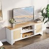 TV Stand for TVs Up to 70", Rattan Entertainment Center with 2 Cabinets & Open Shelf - 3 of 4