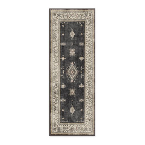 RUGGABLE Kamran Runner Rug - Perfect Vintage Washable Area Rug for Kitchen,  Entryway, Hallway, Kids Room - Stain & Water Resistant, Non-Slip, Pet 