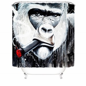 Smoking Gorilla Shower Curtains for Bathroom Waterproof Fabric Bath Curtain Durable Soft Stylish Bathroom Decor 72x72 Inch - 1 of 1