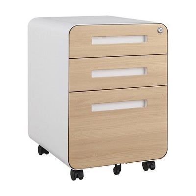 3 Drawer Mobile File Cabinet with Lock, Metal Under Desk Rolling Filing Cabinets, Fully Assembled 5-Wheel Office Cabinet for Home Office Letter
