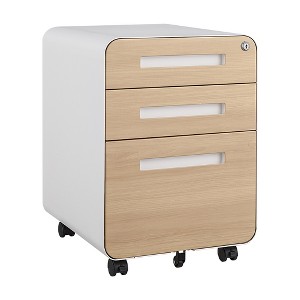 3 Drawer Mobile File Cabinet with Lock, Metal Under Desk Rolling Filing Cabinets, Fully Assembled 5-Wheel Office Cabinet for Home Office Letter - 1 of 4