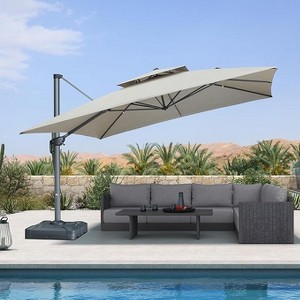 PURPLE LEAF Outdoor Cantilever Umbrellas with Base Large Patio Umbrella Offset Umbrella 360 Degree Rotation - 1 of 4