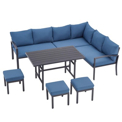 Cesicia Modern 7-Piece Gray Dining Table Set with 6 Chairs Set for Kitchen, Dining Room