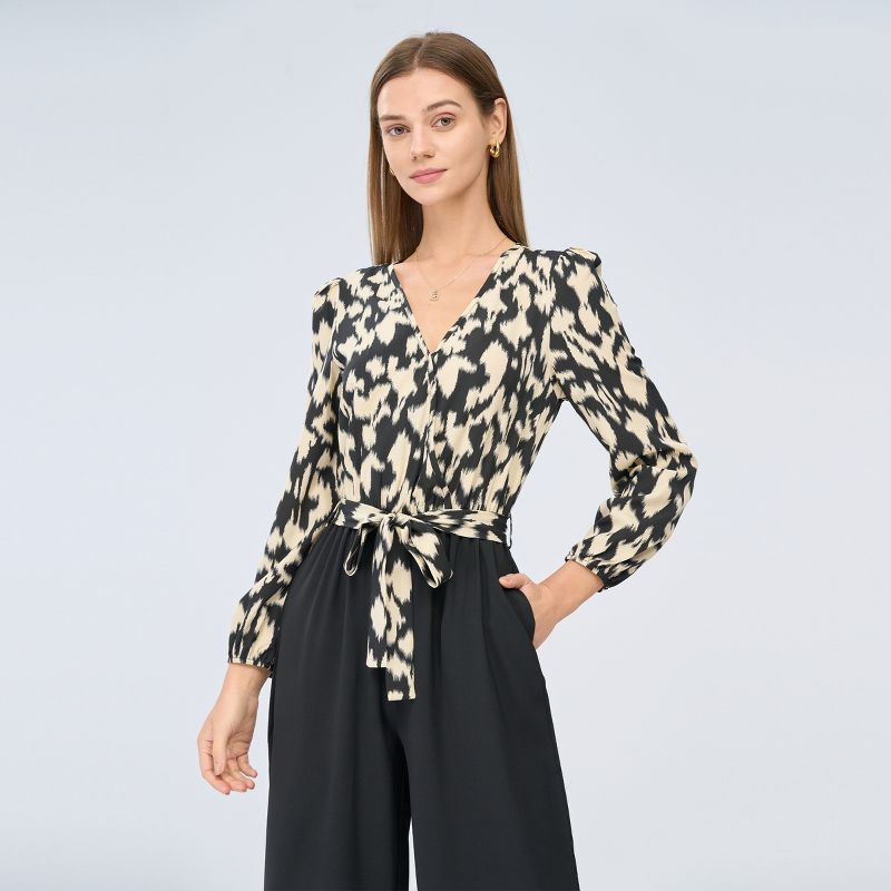 Women's Belted Leopard Print Long Sleeve Jumpsuit - Cupshe, 2 of 9