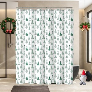 Christmas Shower Curtain, Green Christmas Tree Shower Curtains for Bathroom Decor, White Green Winter Holiday Shower Curtain 70.8x70.8 Inch - 1 of 1