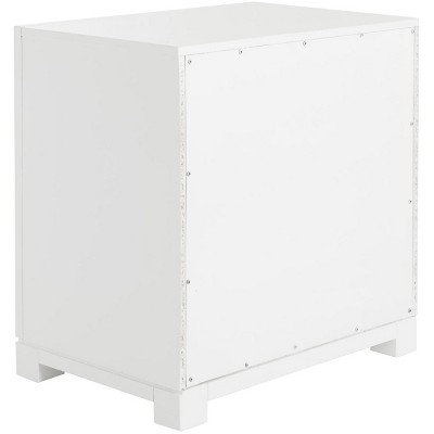 Transitional White 3-Drawer Nightstand with Greek Key Design
