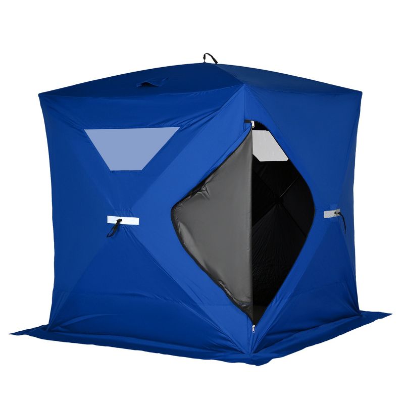 Outsunny 4 Person Ice Fishing Shelter, Waterproof Oxford Fabric Portable Pop-up Ice Tent with 2 Doors for Outdoor Fishing, 4 of 9