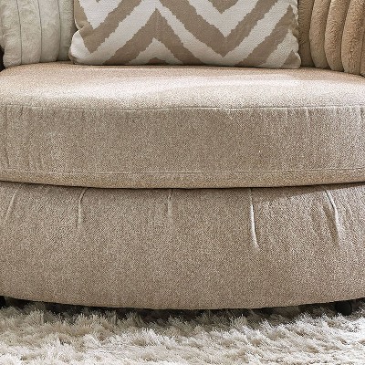 Light Brown Chenille Swivel Accent Chair with Pillows