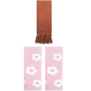 REGALWOVEN 3 Packs Solid and Floral Soft Absorbent Cotton Hand Towels Bathroom 14" x 30" - 1 of 4
