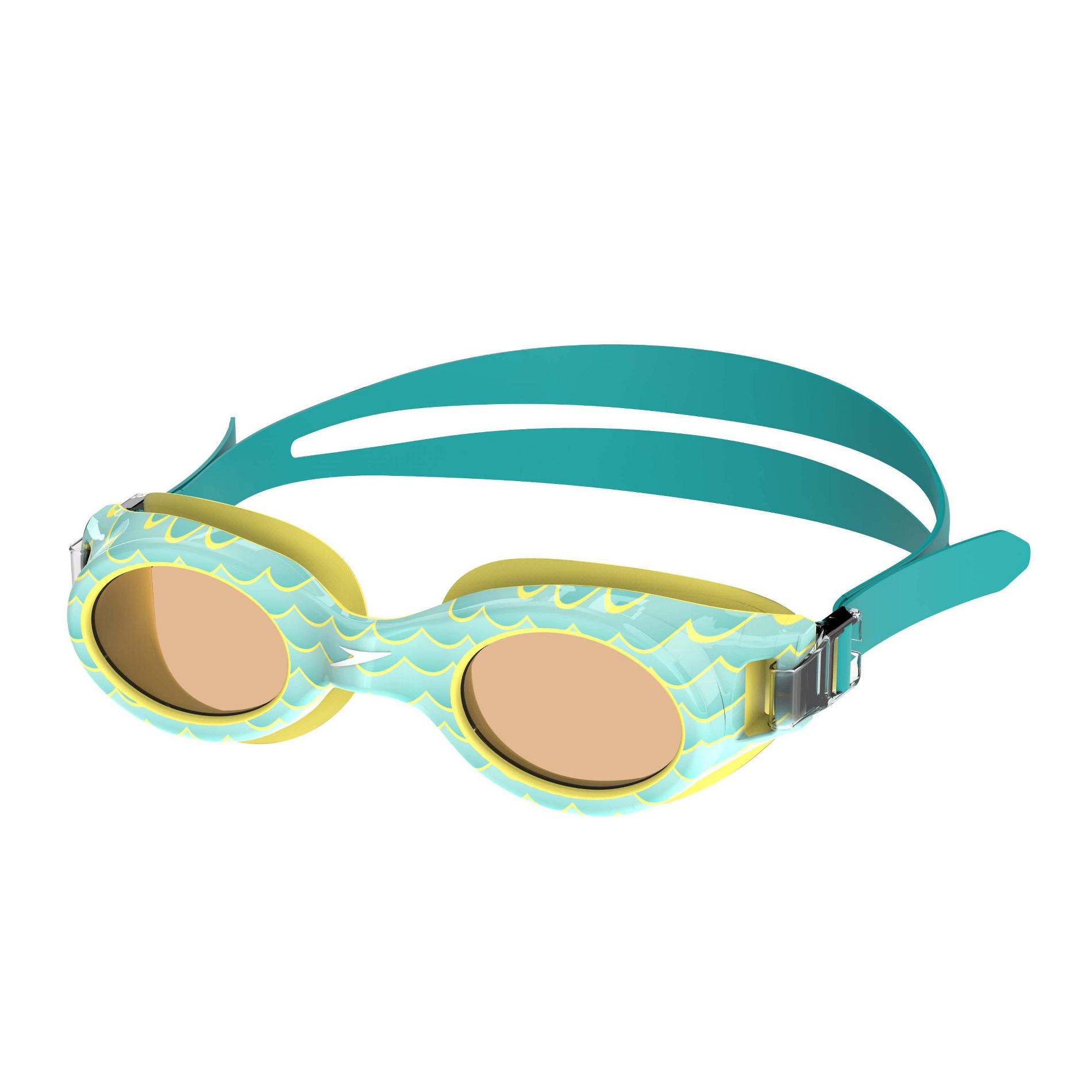 Speedo Junior Glide Print Swim Goggles - Turquoise Wave: For Ages 6-14, Polycarbonate & Silicone Materials