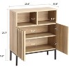 Garvee Light Oak Buffet Cabinet Sideboard with Adjustable Shelves and Metal Legs ¨C Modern Industrial Storage for Dining, Living, Foyer, Oak - 2 of 4