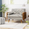 37.75'' Upholstery Club Chair with Button-Tufted Diamond Stitch, Rolled Accent Pillows, and Gold-Tipped Rubberwood Legs - 4 of 4