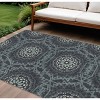Charcoal Gray And Ivory Floral Medallion Washable Indoor Outdoor Area Rug - 2 of 4