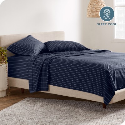 Midnight Pinstripe Queen Microfiber Deep Pocket Sheet Set