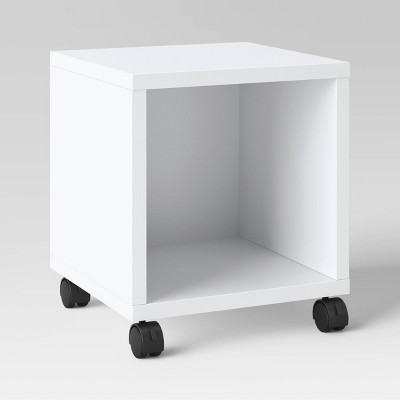 Image of Cube Storage Rolling Side Table White - Room Essentials™