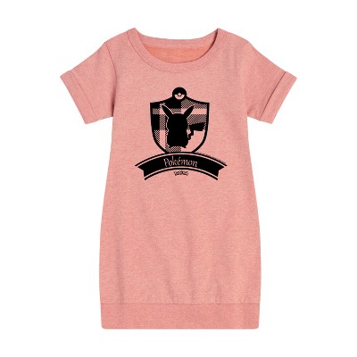 Girls' - Pokémon - Plaid Badge Graphic Short Sleeve Fleece Dress