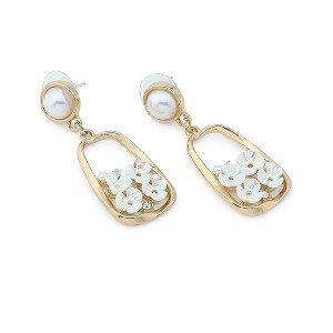 SOHI Women's Ivory White Flora Frame Drop Earrings - 1 of 4