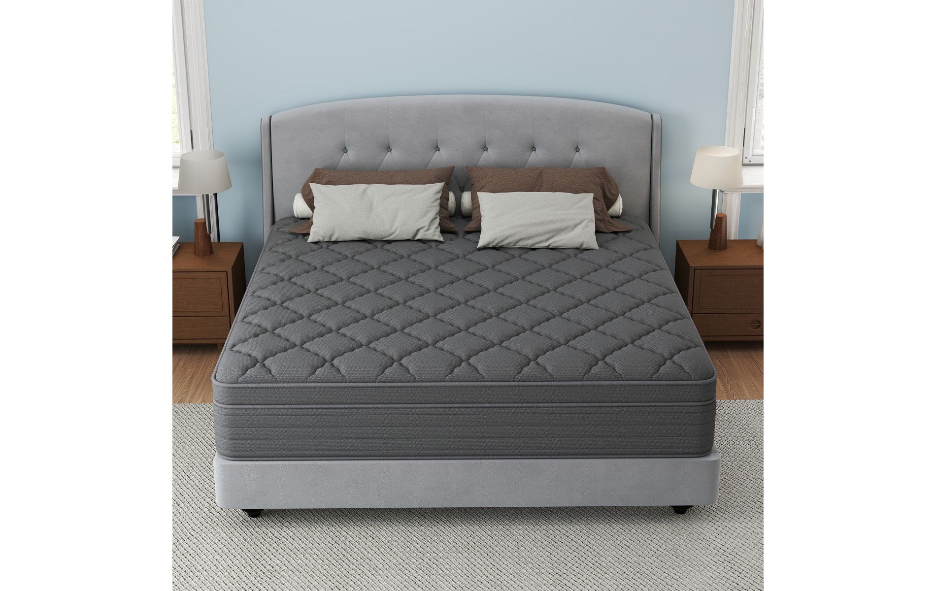 CHEVNI 12-14 Inch Mattress in a box Hybrid Spring Memory Foam Medium Firm Gray