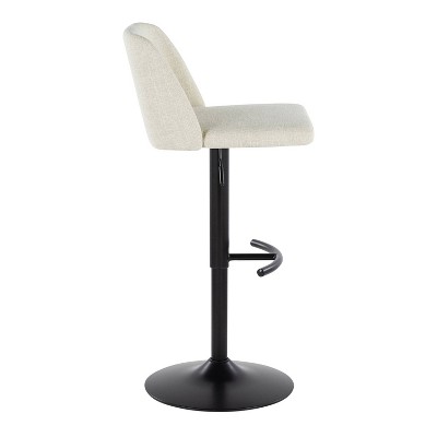 Beige Adjustable Swivel Barstool with Metal Frame