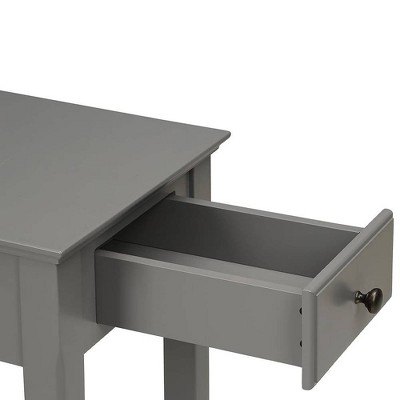 Gray Wooden Rectangular Side Table with Storage