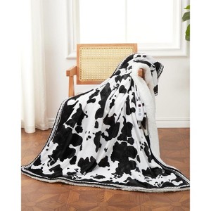 Heated Electric Blanke, Cow Print Fast Heating Blankets with LCD Controller, 10 Heat Levels & 1-12H Time Settings Auto Off - 1 of 4