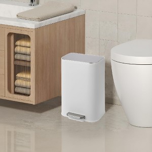 Trash Can - 3.2/5.3/8 Gal,12/20/30 L Stainless Steel Kitchen Trash Can Rectangular Garbage Bin with Soft Close Lid Foot - 1 of 4