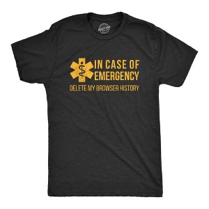 Mens In Case Of Emergency Delete My Browser History T shirt Funny Sarcastic Tee - Crazy Dog Men's T Shirt - 1 of 4