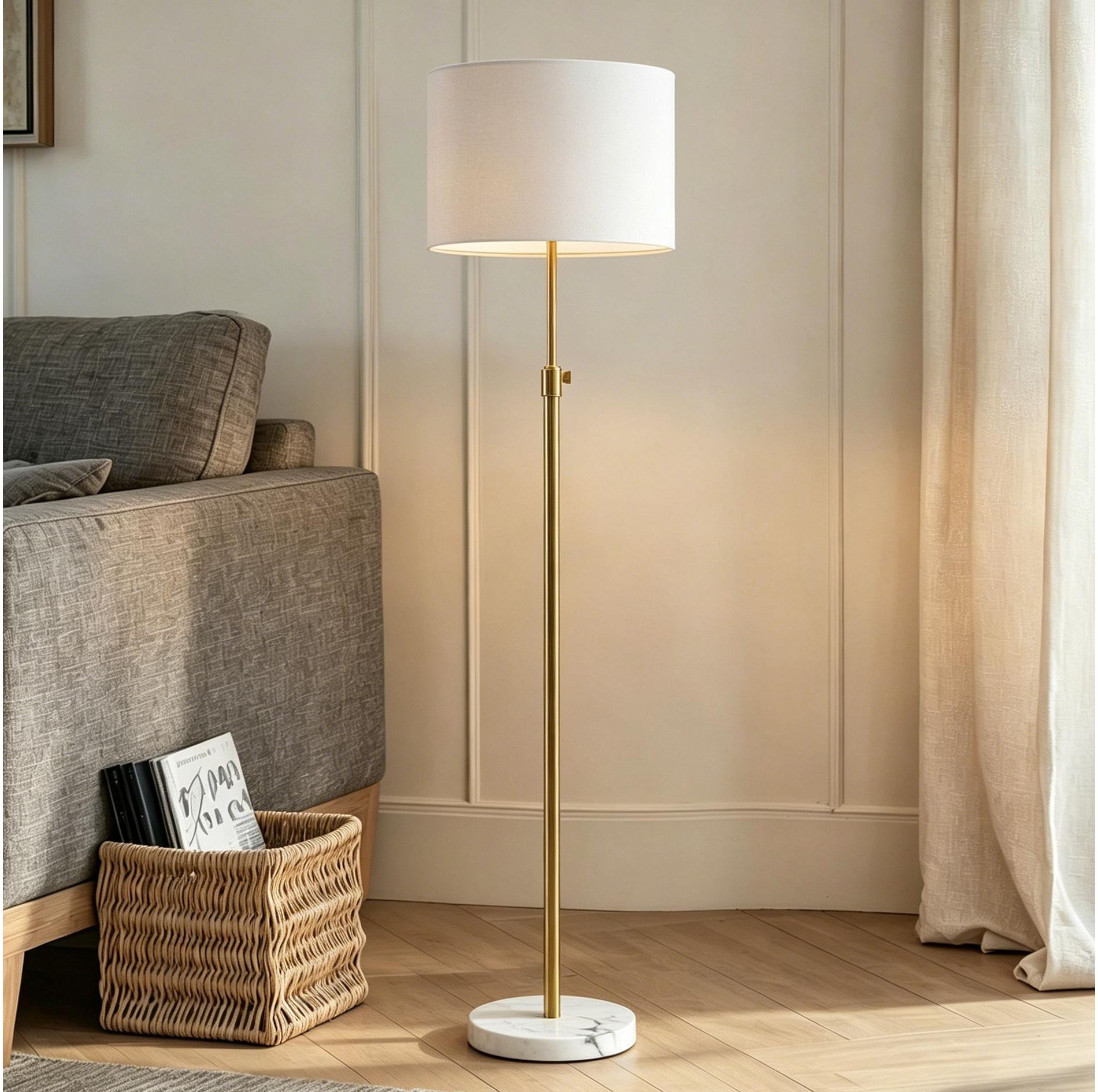 Maxax 67" Adjustable Gold Marble Floor Lamp,Dimmable Modern Standing Lamp for Living Room Bedroom Office,Bulb Not Included