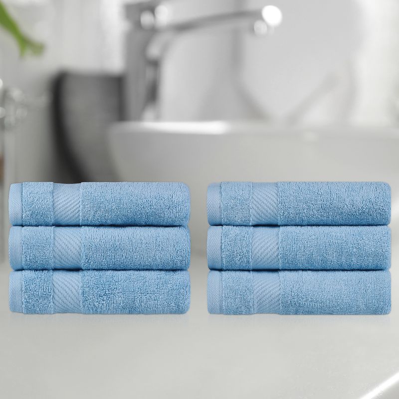 Modern Solid Classic Premium Luxury Cotton 6 Piece Hand Towel Set by Blue Nile Mills, 2 of 6