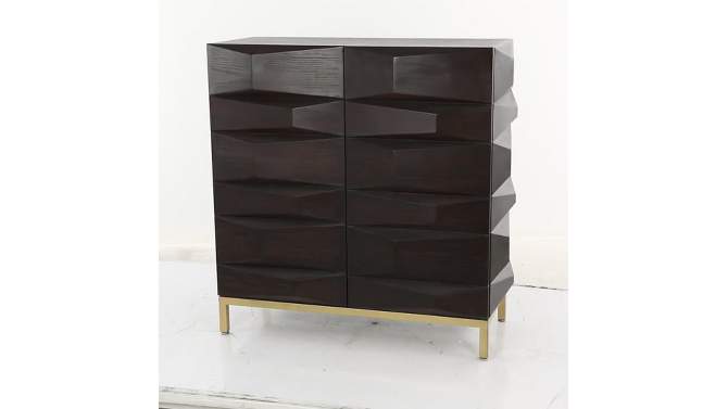 Contemporary Bold Facet Carved Wood Side Cabinet Brown - Olivia &#38; May, 2 of 20, play video