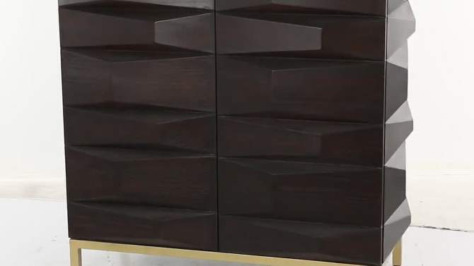 Contemporary Bold Facet Carved Wood Side Cabinet Brown - Olivia &#38; May, 2 of 20, play video