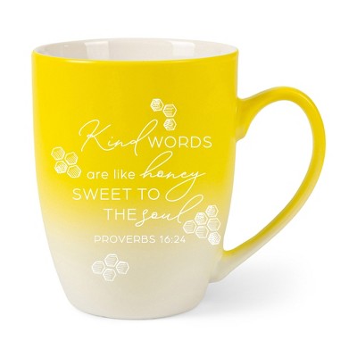 Elanze Designs Kind Words Are Like Honey Sweet To The Soul Two Toned Ombre Matte Yellow and White 12 ounce Ceramic Stoneware Coffee Cup Mug