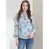 Allegra K Women's Ruffle Collar 3/4 Sleeve Tie Neck Chiffon Floral Blouse - 2 of 4