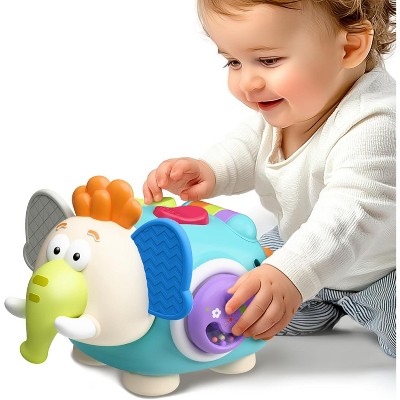 iPlay, iLearn Baby Elephant Activity Cube, Infant Busy Cube Montessori Toy for 1 Year Old