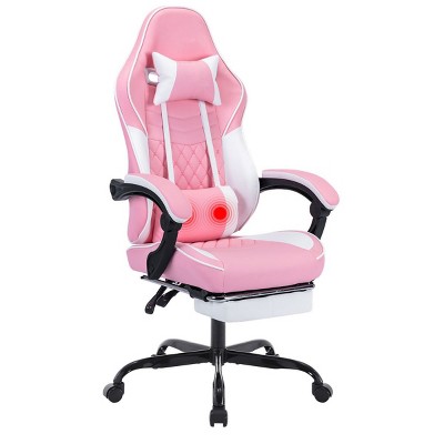 Ergonomic Massage Gaming Chair with Footrest,Racing Style Computer Chair with PU Leather and Adjustable Headrest-The Pop Home