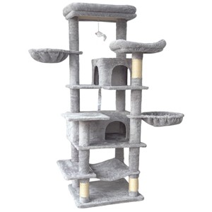 TopComfy Pet Tower Multi Level Grey Cat Tree Soft Hammocks Hanging Basket Cozy Cave Removable Washable Cushion for Cats, Gray, 20"*17.8"*68" - 1 of 4