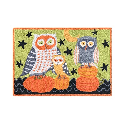 2'x3' Rectangle Hooked Owl Accent Rug Green - C&F Home