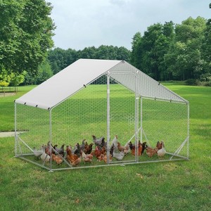 Acekool Large Metal Chicken Coop Outdoor Walk-In Poultry Cage with Waterproof UV Cover, Secure Door - 1 of 4