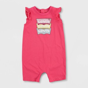 Levi's® Baby Girls' Ruffle Sleeve Romper - Pink - 1 of 4