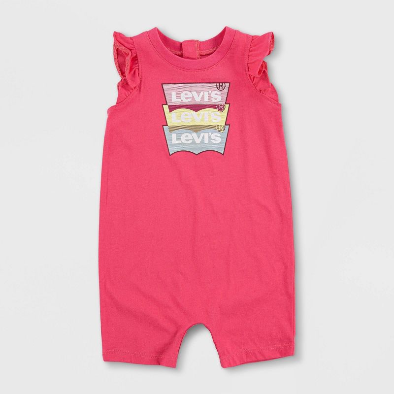 Levi's® Baby Girls' Ruffle Sleeve Romper - Pink, 1 of 6