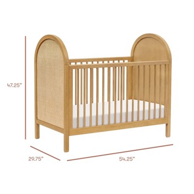 Light Wood Pine Boho-Chic Convertible Toddler Crib